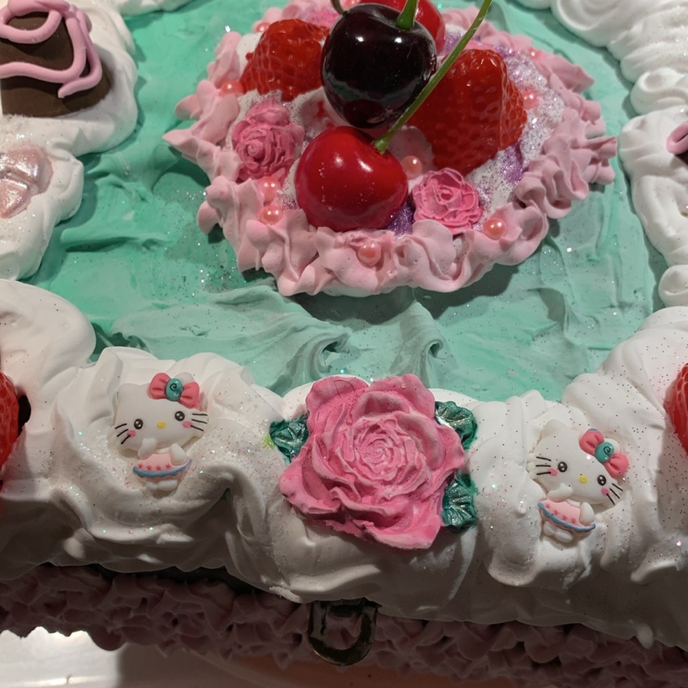 Hello Kitty strawberry cherries roses whipped cream chocolates storage box